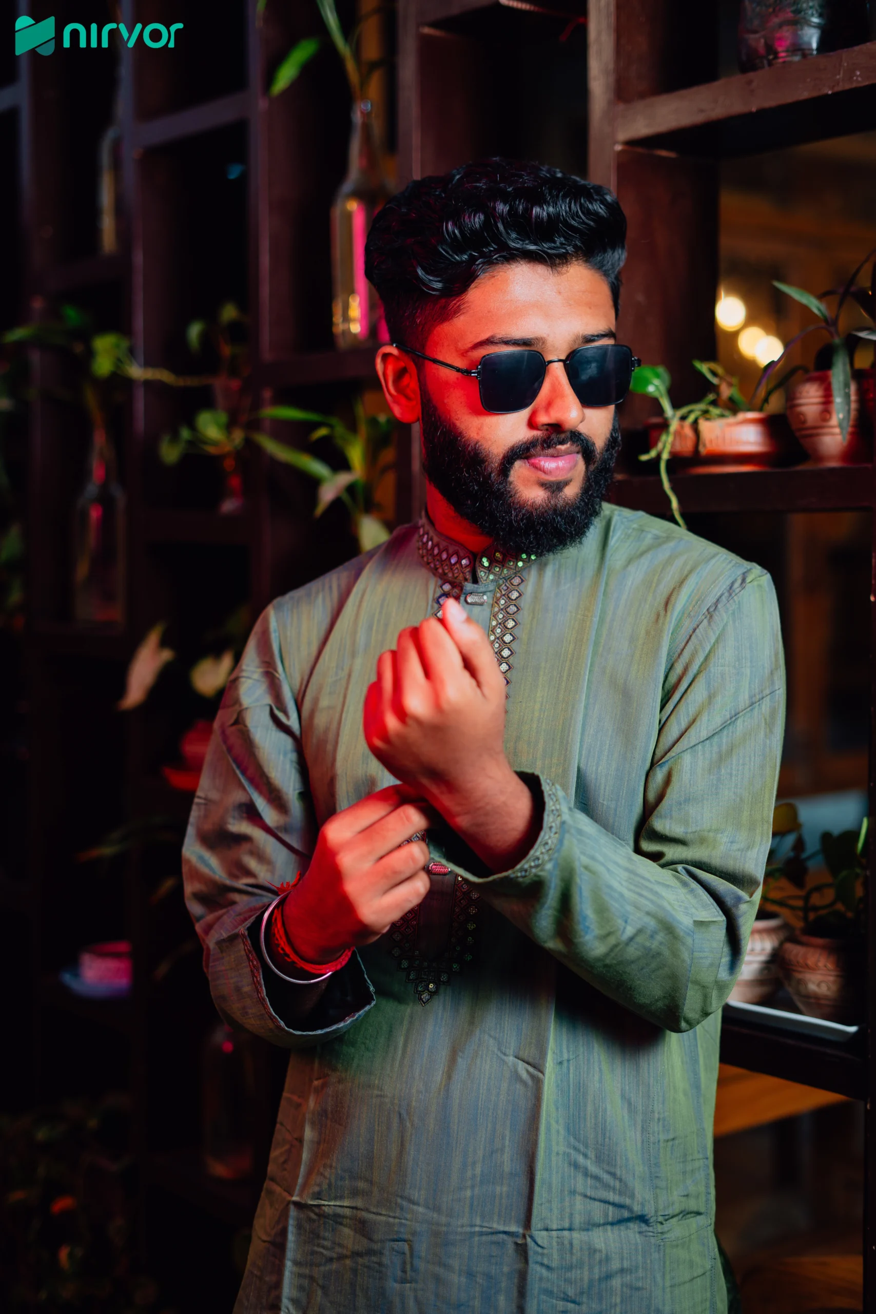 Korean Cotton Fabrics Premium Panjabi Green - Image 2